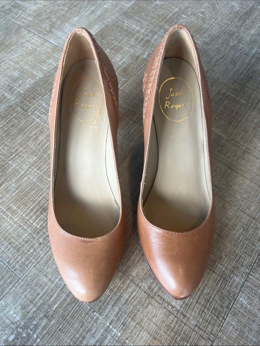 Jack Rogers Gallant Leather Brown Close Toe Pumps size 6.5 - Picture 2 of 11